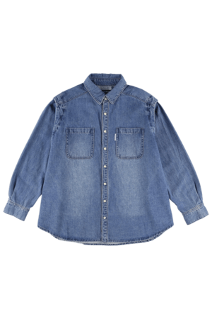ALEXIA STAM Shoulder Tuck Oversized Shirt Blue