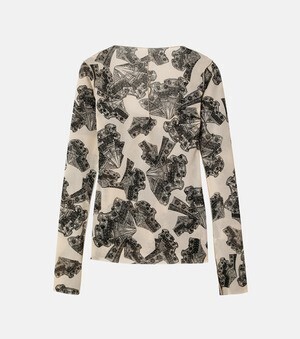 IRENE Lace Print Mesh Tops