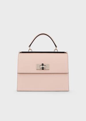 GIORGIO ARMANI ハンドバッグ スムースレザー製 プレキシガラス製ツイストロック＆ディテール