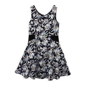 LADYMADE ウォーターカラーフラワーサイド切替ノースリワンピース
