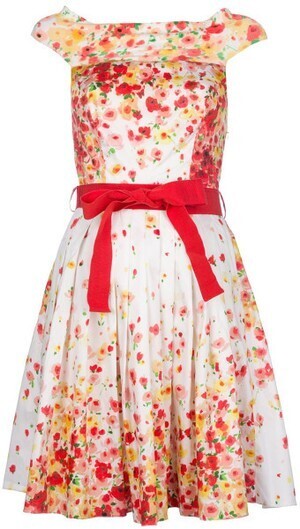 BLUGIRL BLUMARINE Flared Floral Print Dress in Floral