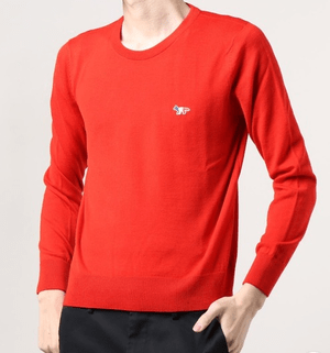 MAISON KITSUNE MERINOS R-NECK PULLOVER TRICOLOR FOX PATCH