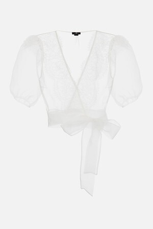 ELISABETTA FRANCHI Short blouse in organza and lace