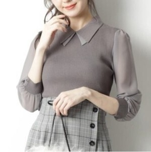 Rirandture シフォン袖衿付ニット