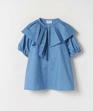 LANVIN en Bleu フリルカラーグログランブラウス