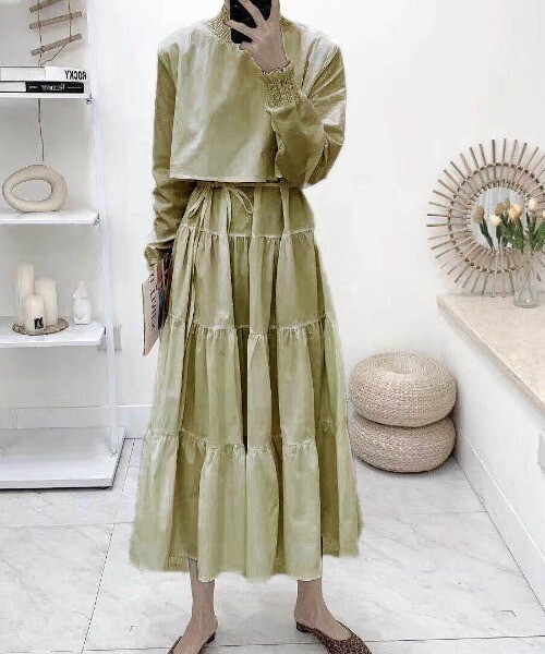 ABITOKYO ティアード セットアップ 風 2way ロングワンピース