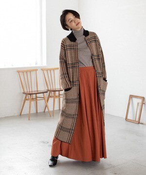 Audrey and John Wad チェック柄ニットコート