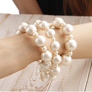 raffia Cotton+Chanel pearl bracelet ゴールド