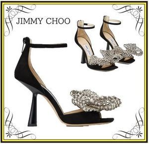 JIMMY CHOO 【Jimmy Choo】MANA 100mm クリスタルリボンクラスプサンダル (Jimmy Choo/サンダル・ミュール) MANA100ABK【BUYMA】