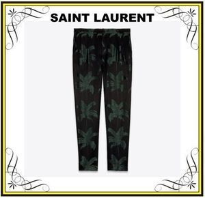SAINT LAURENT 【Saint Laurent】パームサテンジャカードのプリーツパンツ (Saint Laurent/パンツ) 642384Y1C554070【BUYMA】