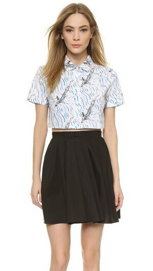 CARVEN Short Sleeve Crop Top