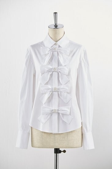 ADELLY Ribbon pearl shirt