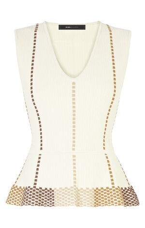 BCBG MAXAZRIA Laure Dotted Knit Jacquard Peplum Top