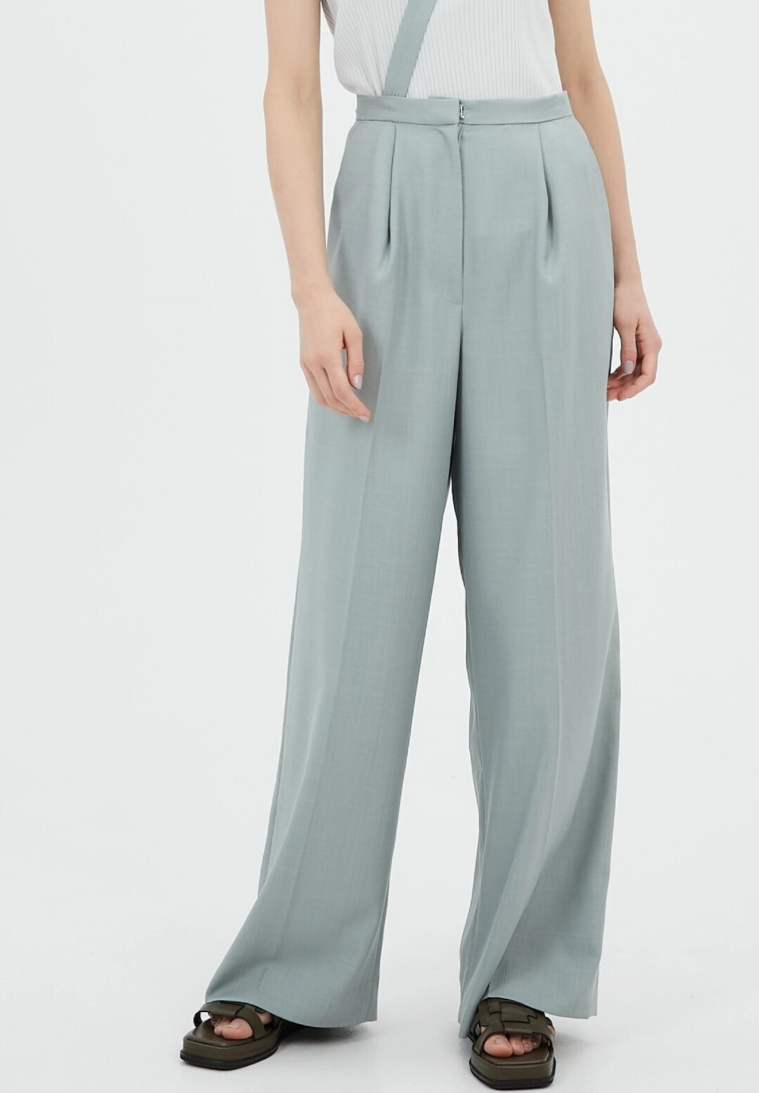 MURRAL Wide trousers with strap(Light green)