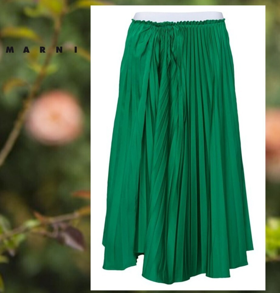 MARNI アシメトリーインサート・プリーツロングスカート