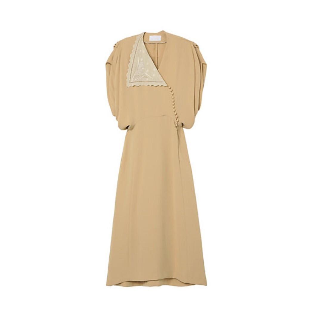 Mame Kurogouchi Ｌａｃｅ　Ｆｌａｐ　Ｃｏｌｌａｒ　Ｃｌａｓｓｉｃ　Ｄｒｅｓｓ