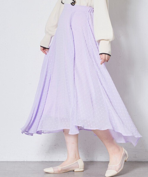 natural couture ふわ揺れアシメドットドビースカート
