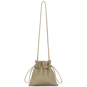 ADINA MUSE MINI LEATHER DRAWSTRING GREIGE