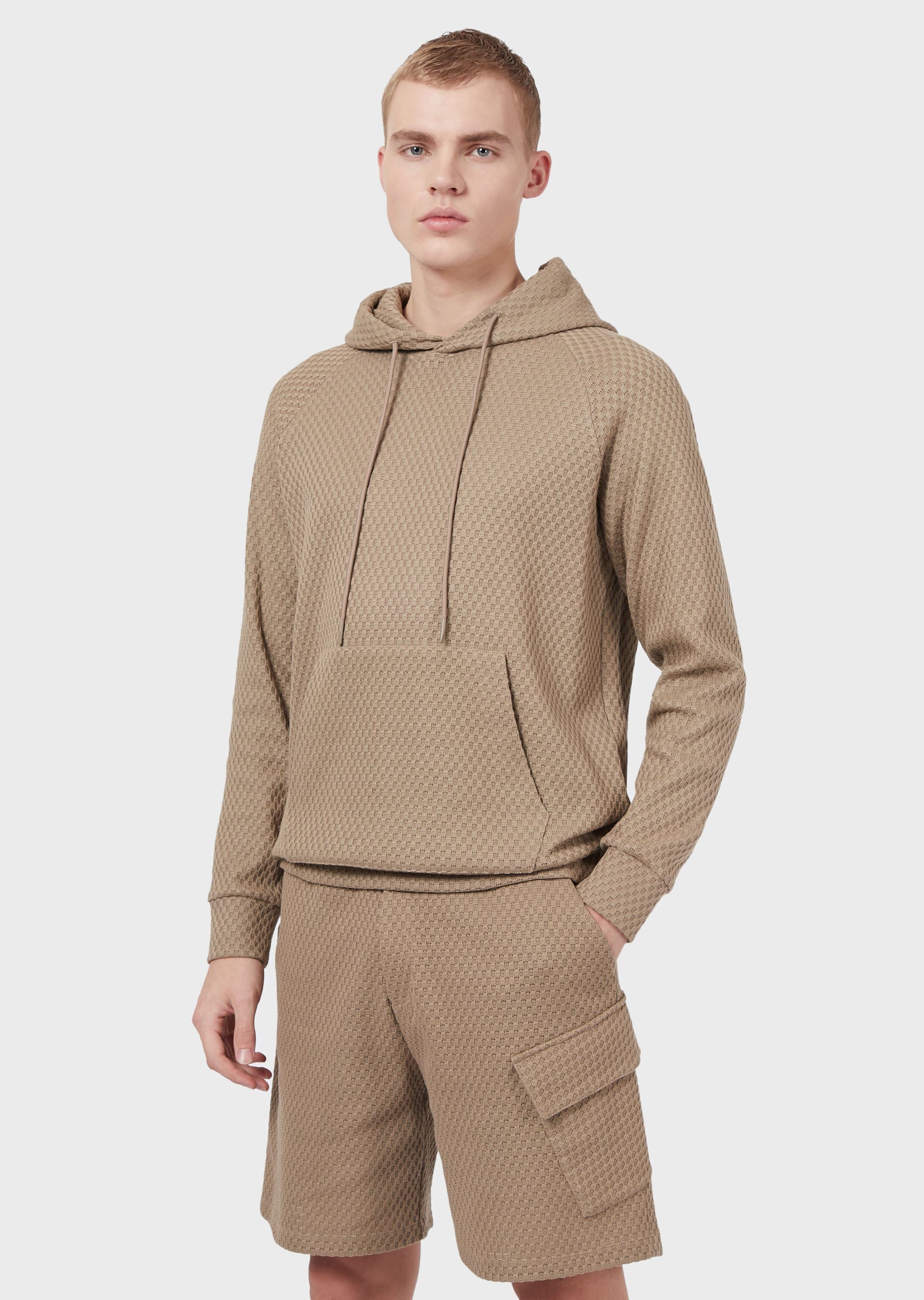 ARMANI フード付きセーター 立体幾何学パーカー