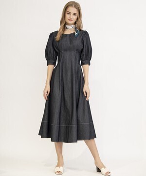 And Couture デニムウエストタックワンピース