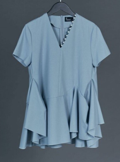 hue DAY TO EVENING ONESIDE PEARL PEPLUM BLOUSE