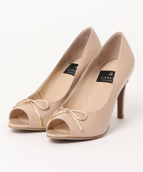 LANVIN COLLECTION リボンモチーフオープントゥパンプス