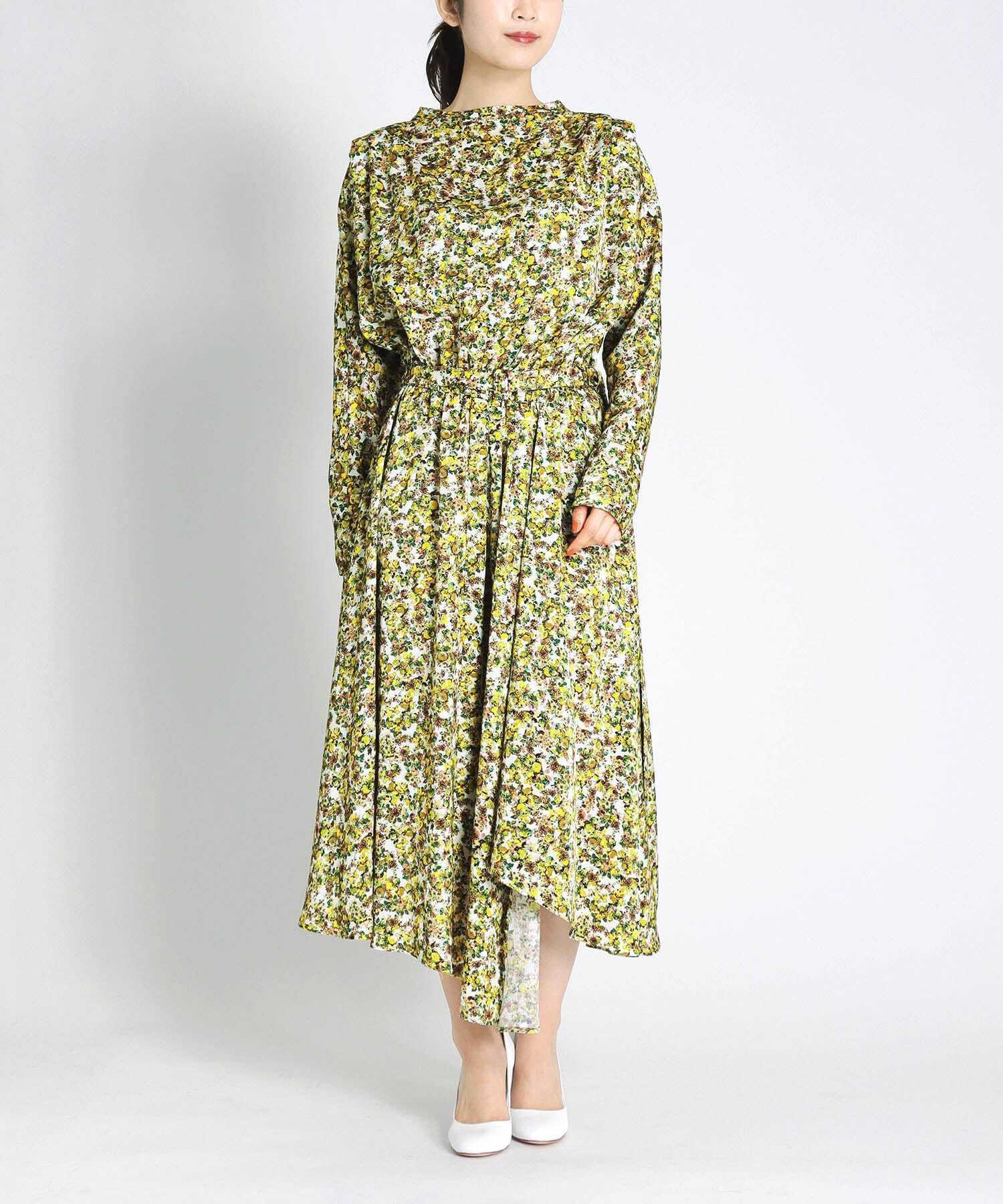 DRESSLAVE satin flower print feel up dress