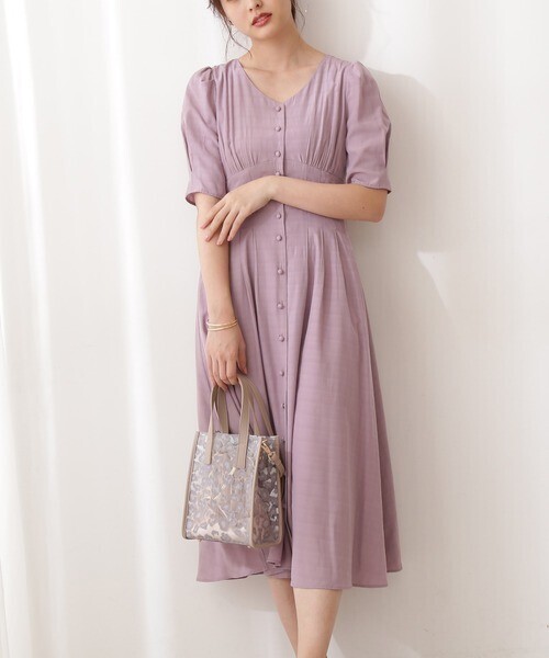 PROPORTION BODY DRESSING ボリュームスリーブチェックジャガードワンピース