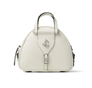 JIMMY CHOO VARENNE BOWLING MINI JCロゴ付き Latte カーフレザー・ボーリングバッグ