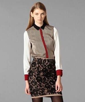 GUILD PRIME WOMENS カラーブロックストライプシャツ