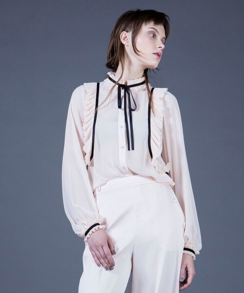 DOUBLE STANDARD CLOTHING ポリエステルシフォンブラウス