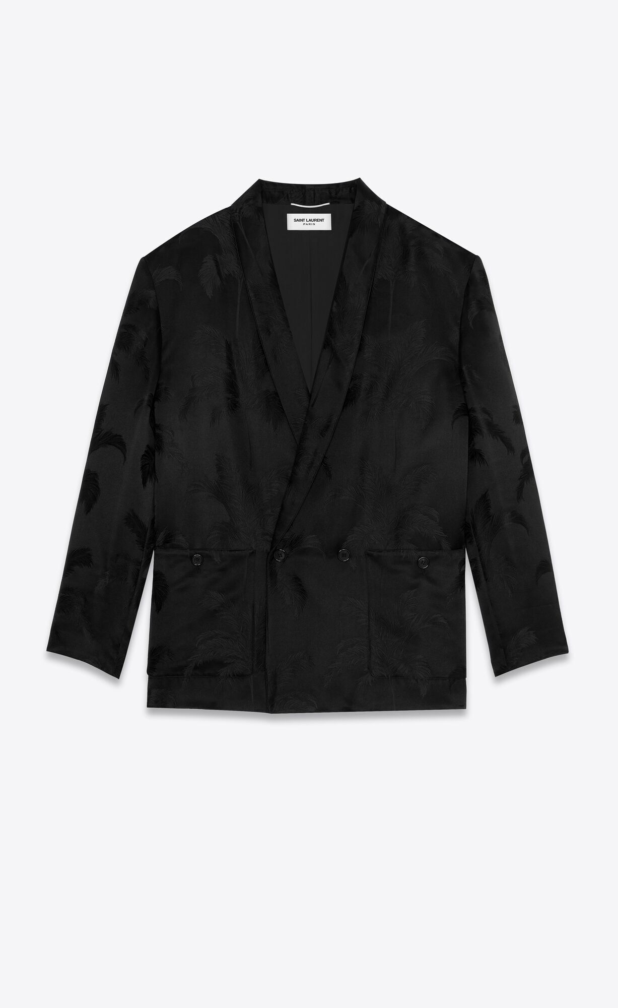 SAINT LAURENT パームサテンジャカードのローブジャケット