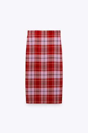 ZARA CHECK MIDI SKIRT