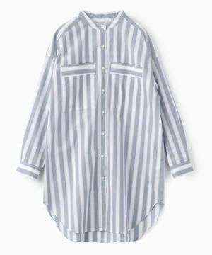 C+ ノーカラーロングシャツ