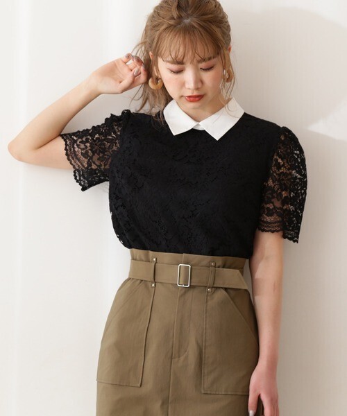 PROPORTION BODY DRESSING 衿付レースブラウス