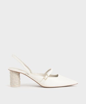 CHARLES & KEITH Embossed Heel Slingback Pumps