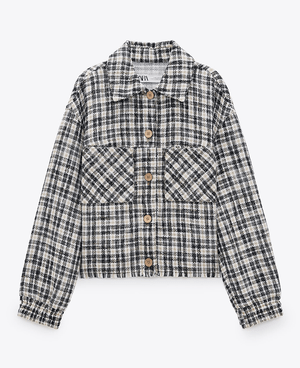 ZARA テクスチャーチェック柄シャツジャケット