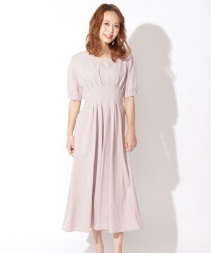 And Couture ウエストタック5分袖ワンピース