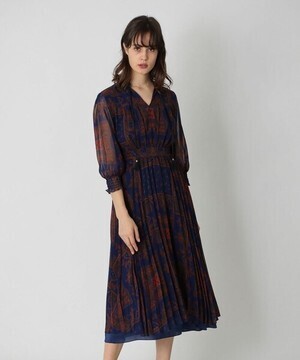 LOVELESS シフォン ペイズリー レイヤード ドレス