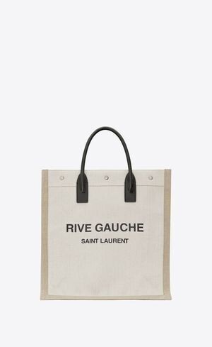 SAINT LAURENT N/S ショッピングバッグ “リヴ・ゴーシュ”（リネン＆コットン）