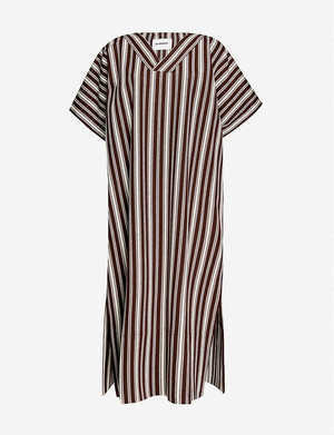 JIL SANDER Striped V-neck cotton midi dress
