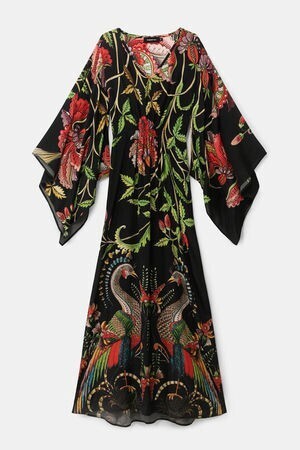 Desigual 3/4スリーブ ルーズロングワンピース