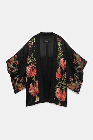 Desigual 花柄 着物風ジャカードカーディガン