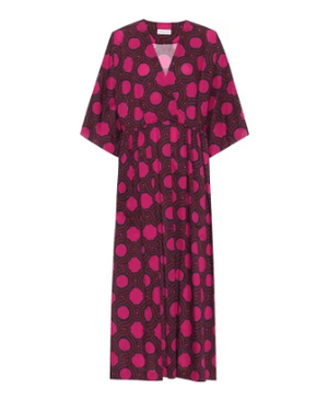 Dries Van Noten Printed cotton midi dress Fuchsia