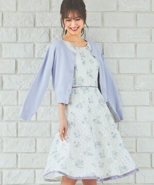 LAISSE PASSE レースプリントフレアーワンピース