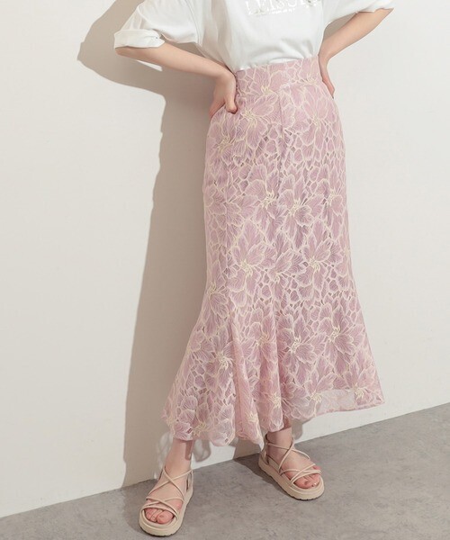 natural couture 大花レースレディスカート