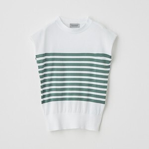 JOHN SMEDLEY レディース クルーネックボーダーノースリーブ