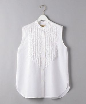 UNITED ARROWS UGCMD フリル スタンドカラー ノースリーブシャツ