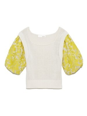Lily Brown レーススリーブニットトップス