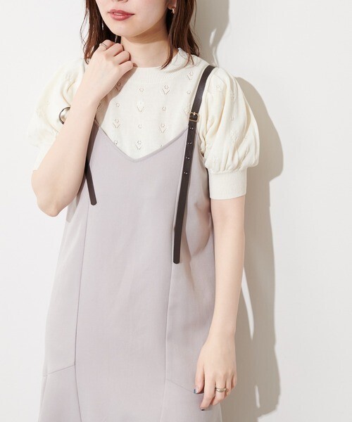 natural couture お花手刺繍コンパクトニット